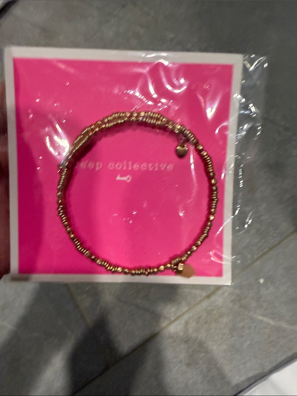 Stella & Dot Gold Beaded Stretch Wrap Around Bracelet with Tiny Charm
